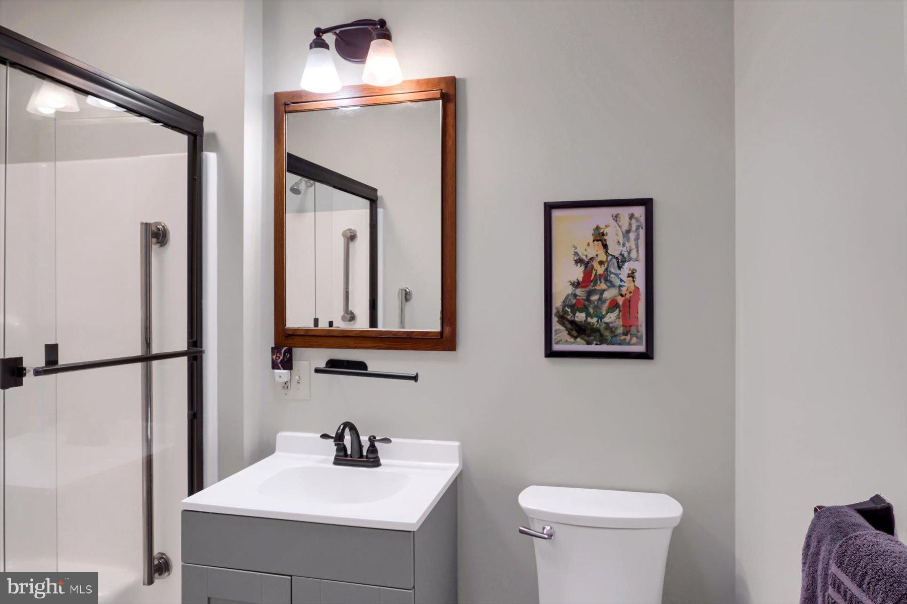 1105 Red Hill Road Port Trevorton, PA 17864 - Photo 36 of 71 a bathroom with a toilet a sink and mirror