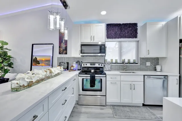 a spacious bathroom with a shower