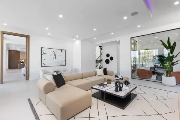 a living room with furniture