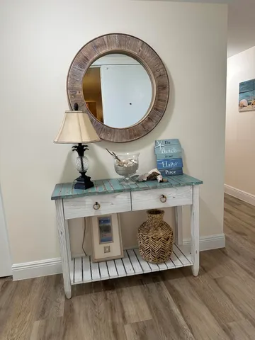 a living room with a large window