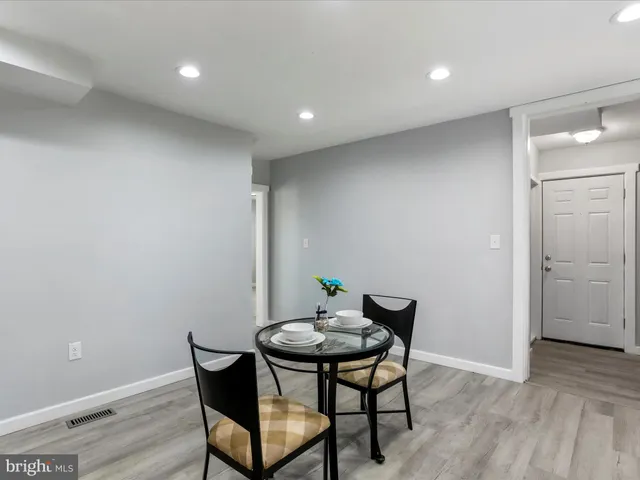 a view of a room with table and chair
