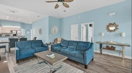 a living room with furniture and a couch