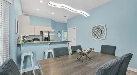 a view of kitchen with cabinets and counter space