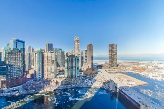 a view of a city with tall buildings