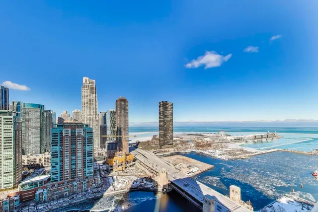 a view of a city with tall buildings