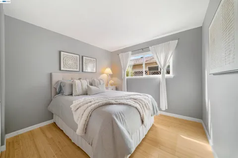 a garden view with a seating space