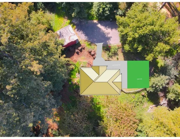 an aerial view of a house