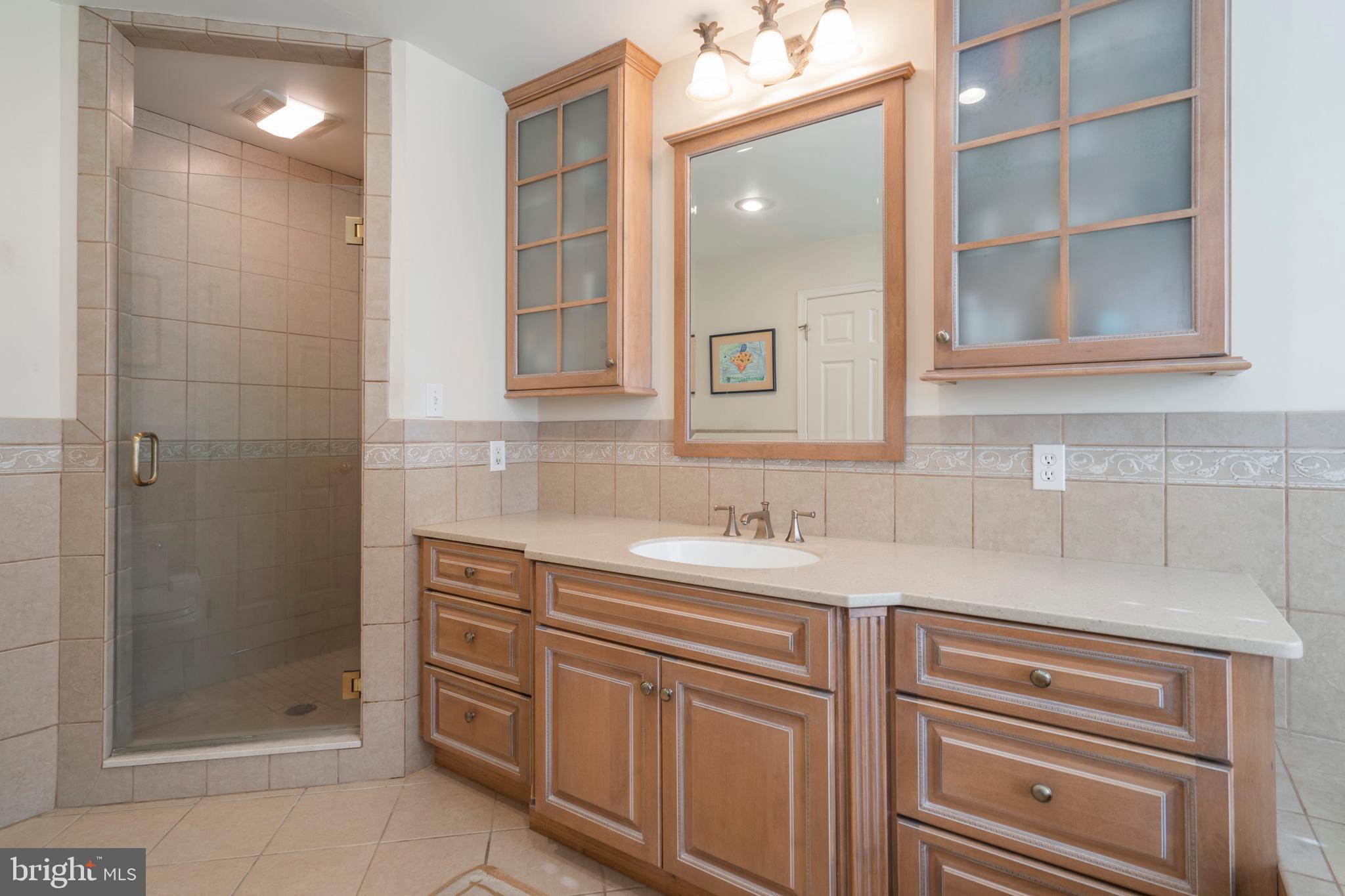81 Boot Road Newtown Square, PA 19073 - Photo 34 of 64 Large walk-in shower and Corian Vanity