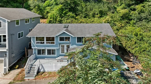 an aerial view of a house