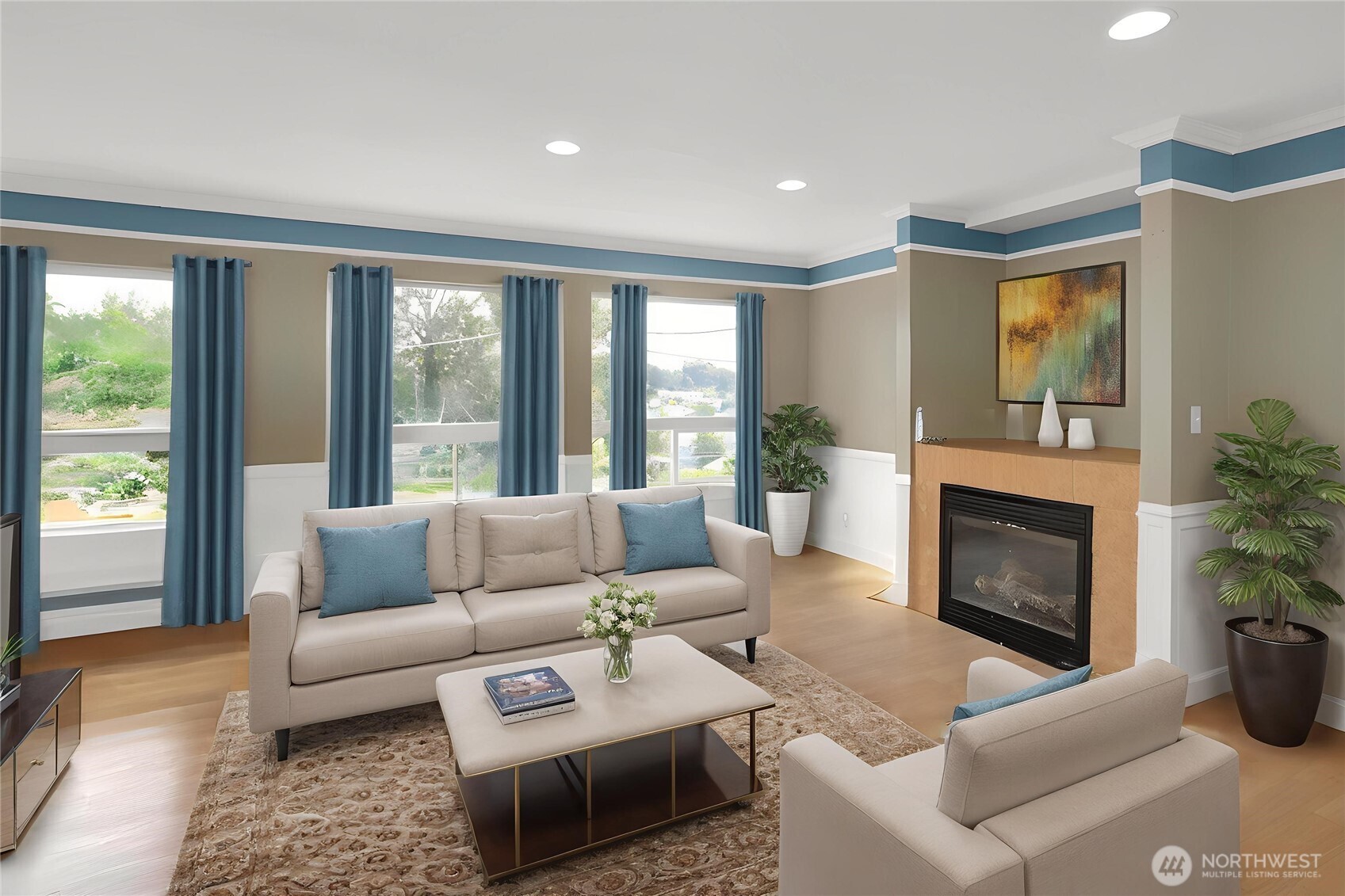 5039 31st Avenue South Seattle, WA 98108 - Photo 3 of 25 a living room with furniture a large window and a fireplace