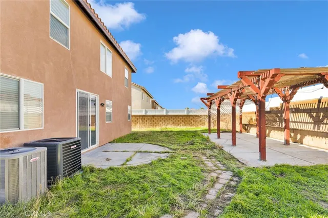 a view of a porch with a backyard