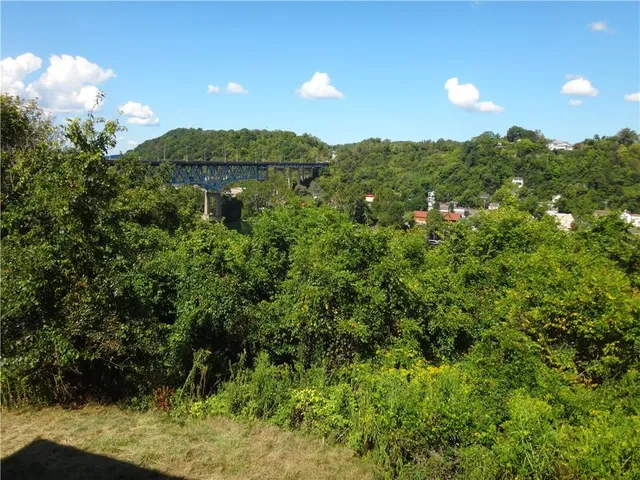 a view of a lake with a houses