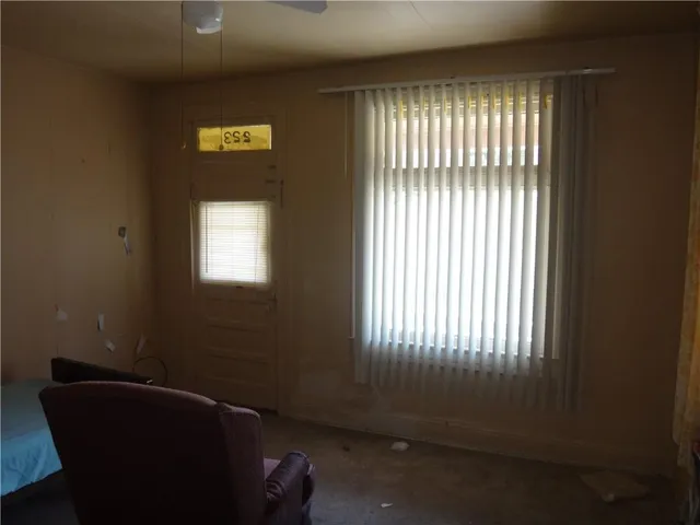 a living room with a window