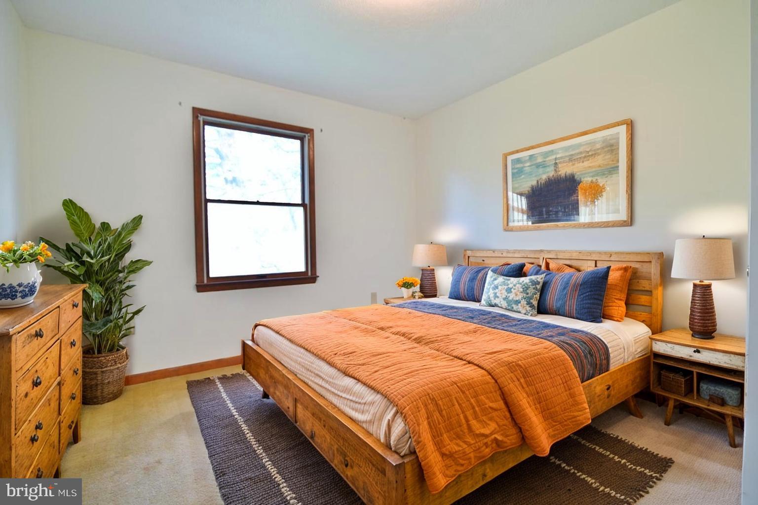 2784 Ridge Hollow Road Edinburg, VA 22824 - Photo 36 of 60 a bedroom with a bed and a potted plant