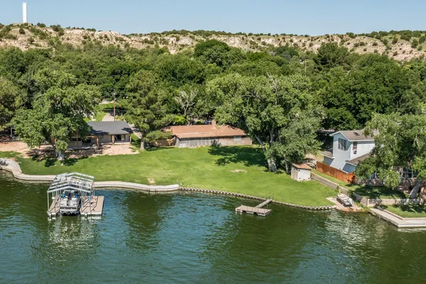 a view of a lake with houses