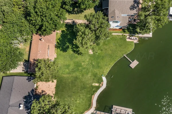 an aerial view of a house