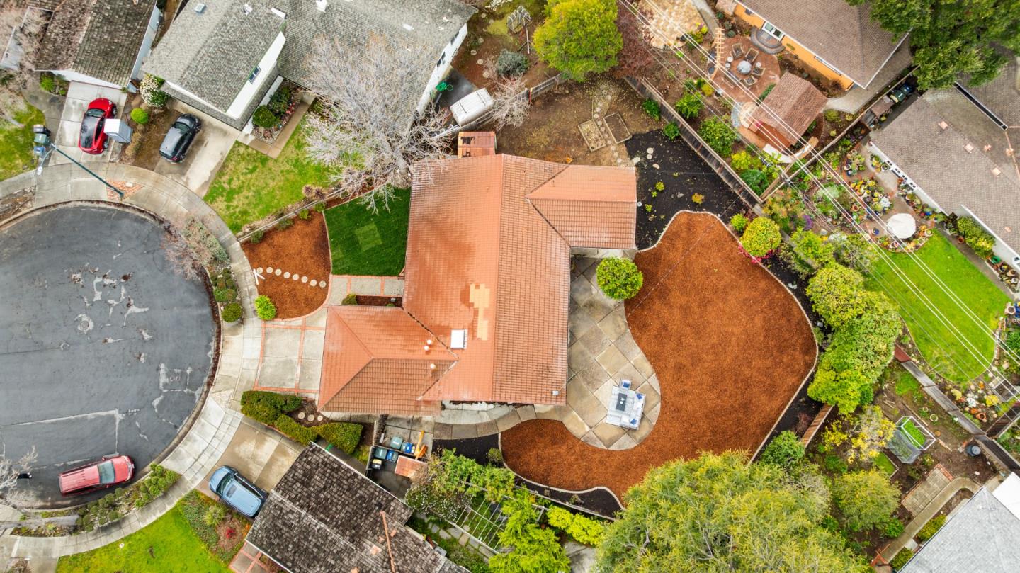 1637 Kitchener Drive Sunnyvale, CA 94087 - Photo 53 of 57 an aerial view of a house with a swimming pool