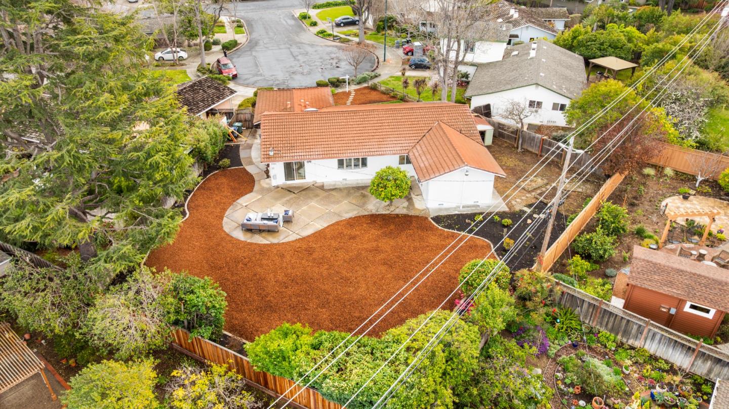 1637 Kitchener Drive Sunnyvale, CA 94087 - Photo 54 of 57 an aerial view of a house with a yard and garden