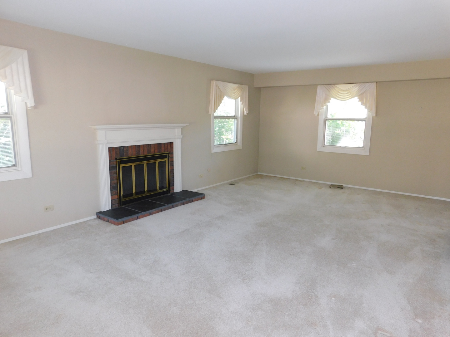 213 Weidner Road Buffalo Grove, IL 60089 - Photo 5 of 15 an empty room with a fireplace and windows