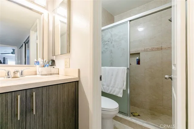 an aerial view of a house with a garden