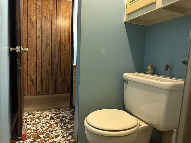 a bathroom with a toilet and a sink