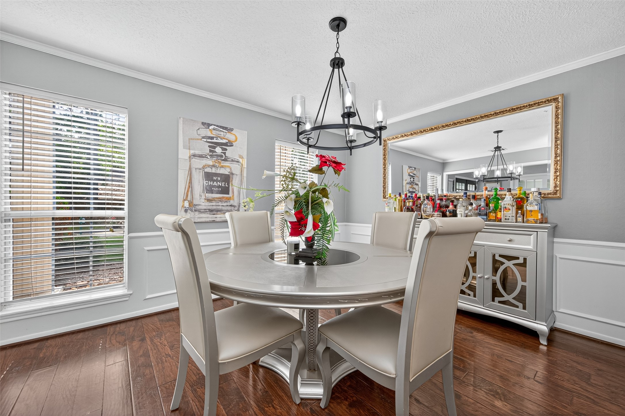 3602 Blue Cypress Drive Spring, TX 77388 - Photo 12 of 44 a view of a dining room with furniture wooden floor and chandelier