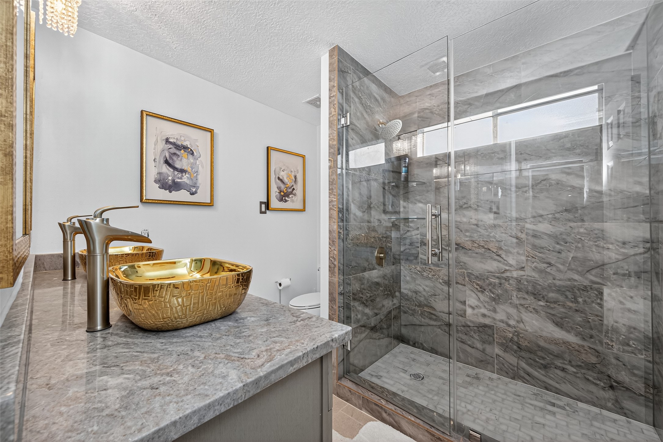 3602 Blue Cypress Drive Spring, TX 77388 - Photo 29 of 44 a bathroom with a granite countertop sink and a shower