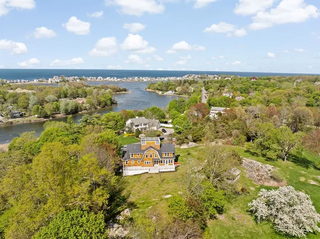 an aerial view of a house