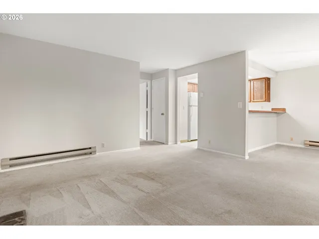 a view of an empty room with a closet