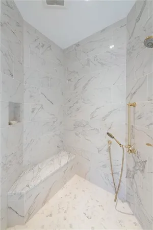 a bathroom with a bathtub