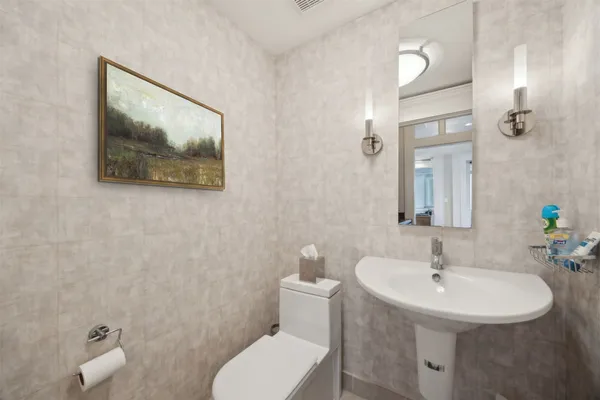 a view of a building with sitting area