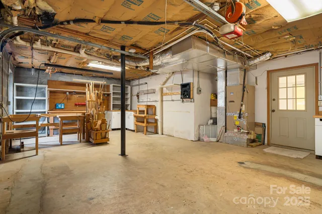 a view of a building with sitting area