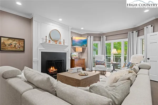 a living room with furniture and a couch