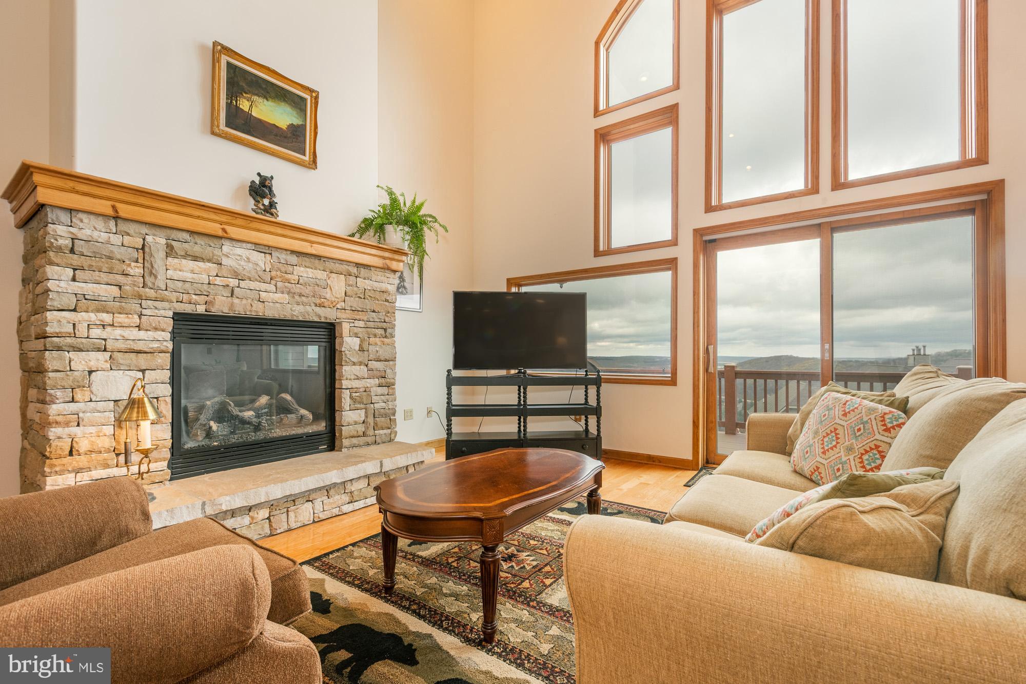 750 Wisp Mountain Road, Unit B McHenry, MD 21541 - Photo 9 of 49 a living room with furniture a flat screen tv and a fireplace