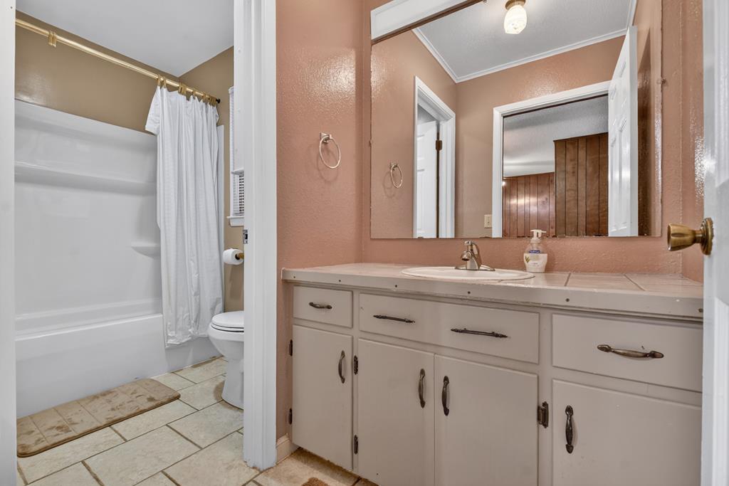 330 Colonial Avenue Copperhill, TN 37317 - Photo 26 of 37 a bathroom with a granite countertop sink toilet and shower
