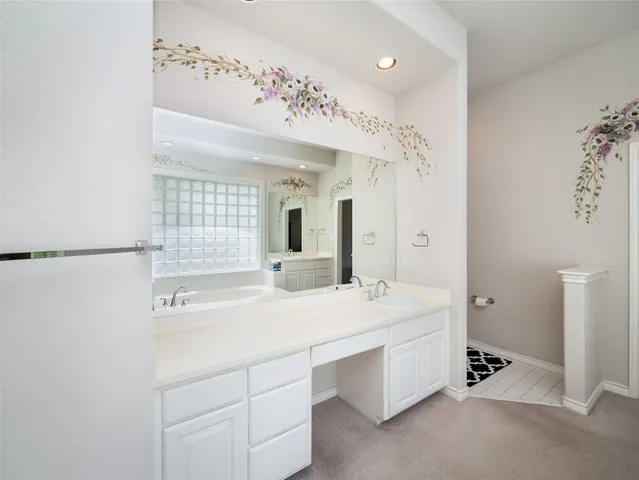 a view of a room with windows