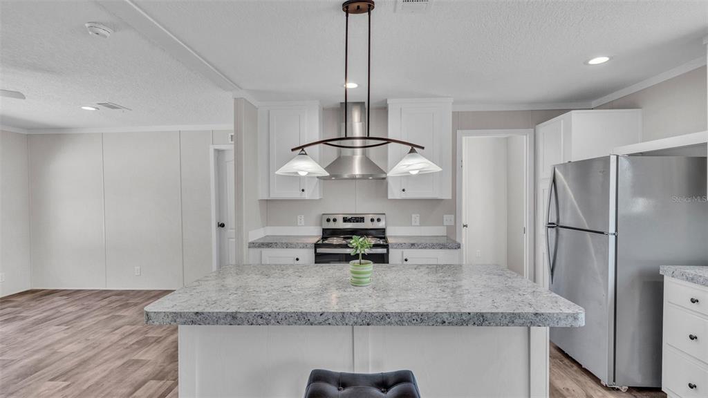 5535 Lake Buffum Road Lake Wales, FL 33859 - Photo 7 of 48 a kitchen with stainless steel appliances granite countertop a sink a refrigerator and a granite counter tops