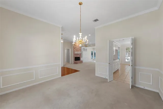 a view of a livingroom with a chandelier