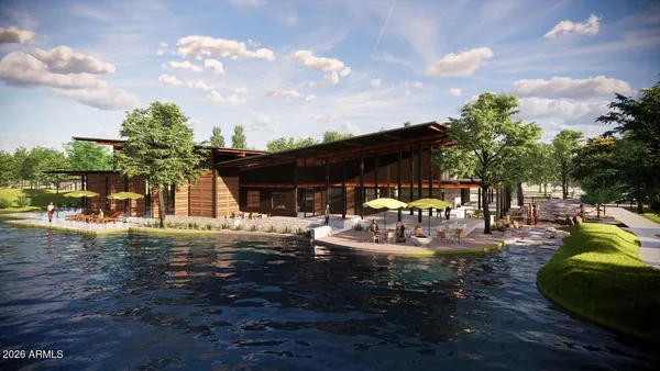 front view of a building with a street view