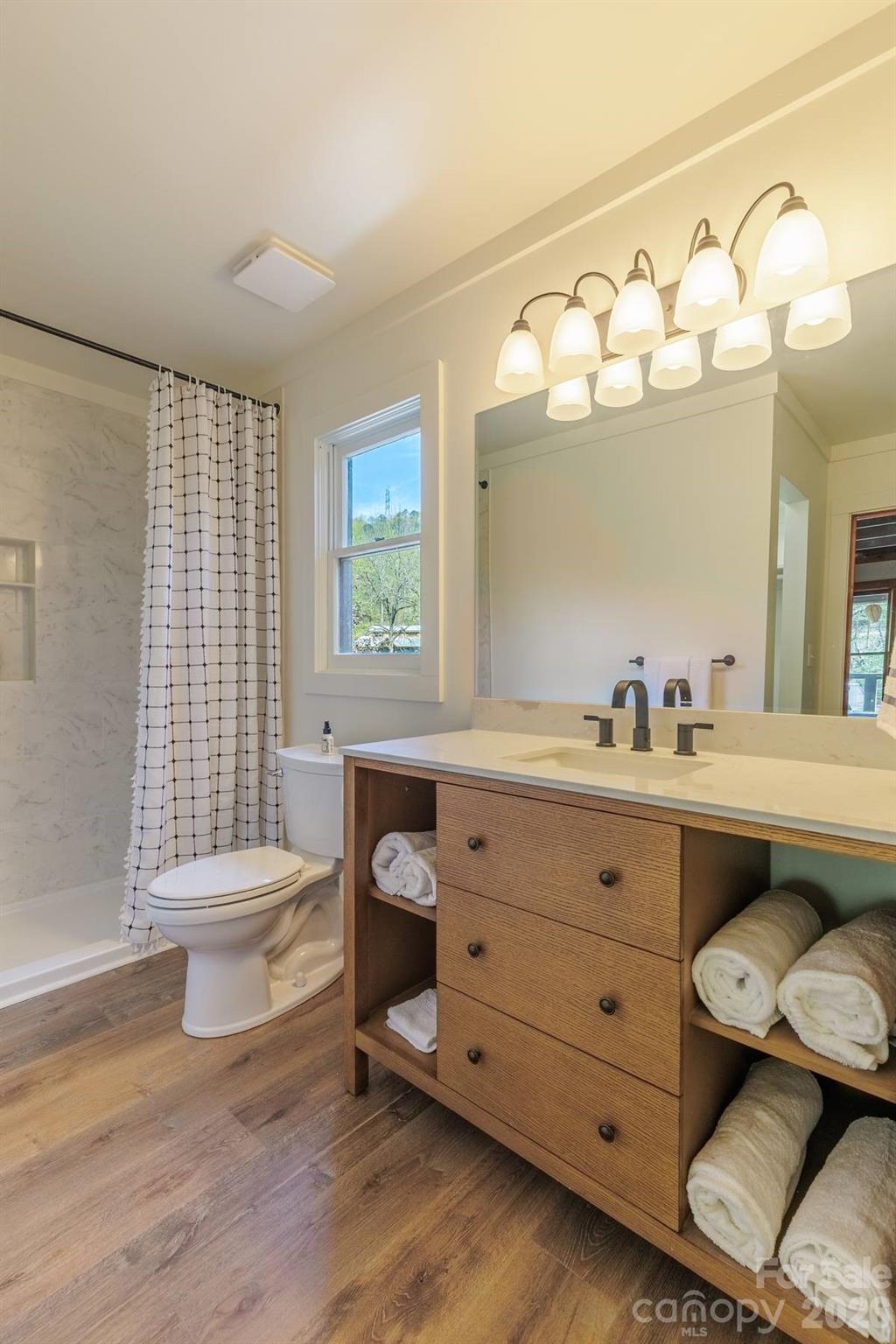 440 Huskey Road Bryson City, NC 28713 - Photo 15 of 42 a bathroom with a sink mirror and toilet