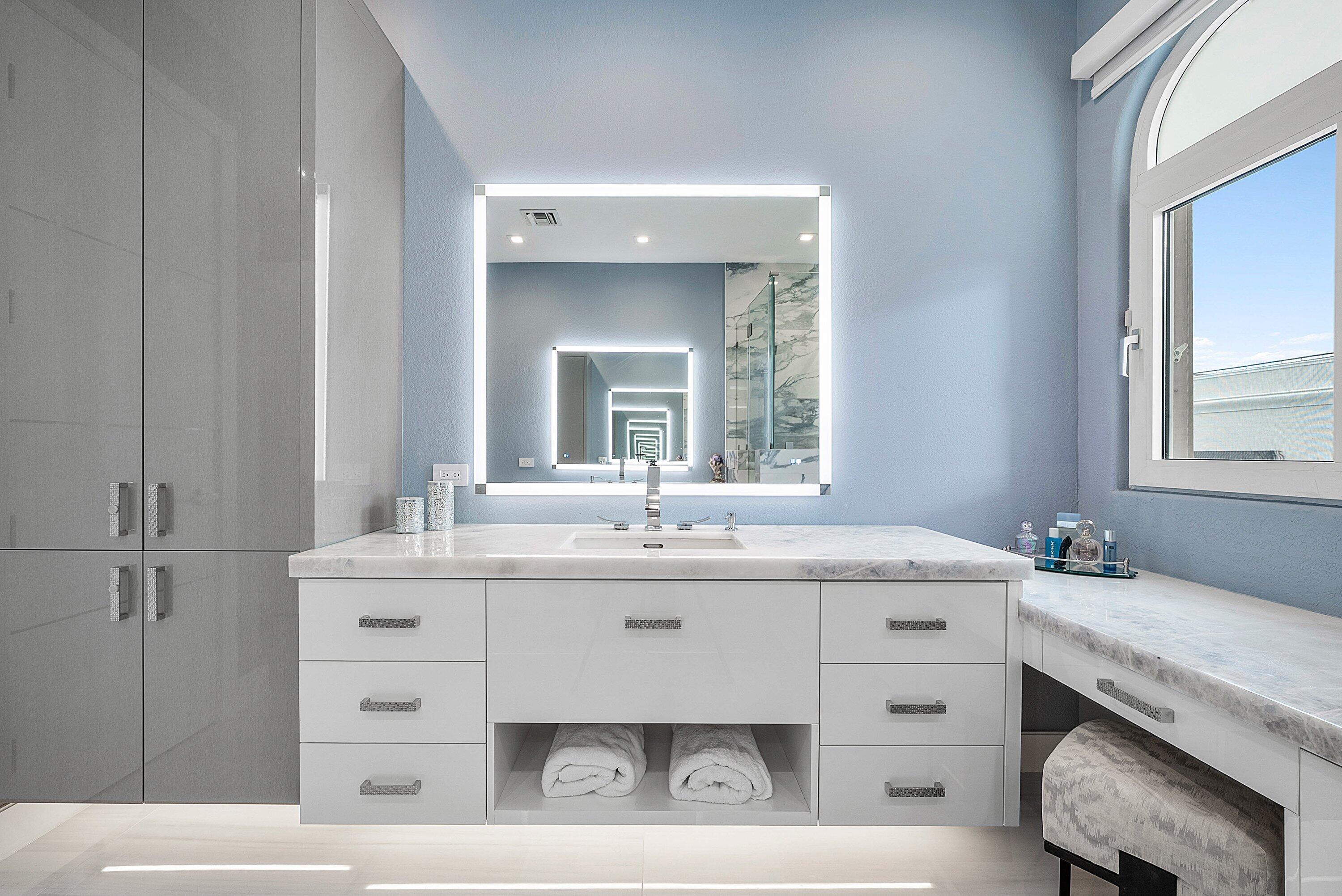 1792 Bay Drive, Unit 27 Pompano Beach, FL 33062 - Photo 27 of 51 a bathroom with a granite countertop sink mirror and double