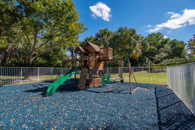 a view of a park with slide