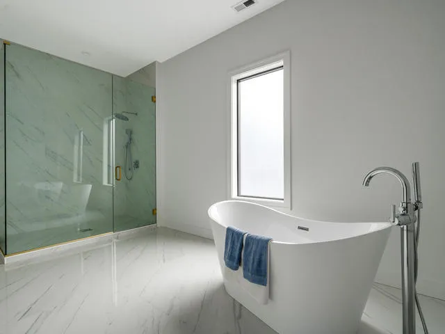 a view of a balcony with wooden floor