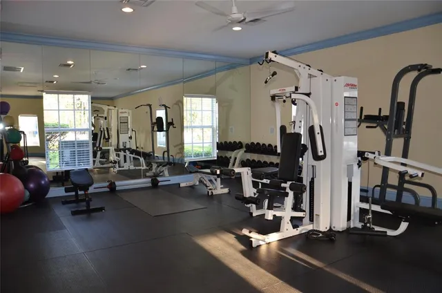 a view of a room with gym equipment