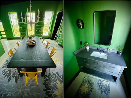 an aerial view of a house with a garden