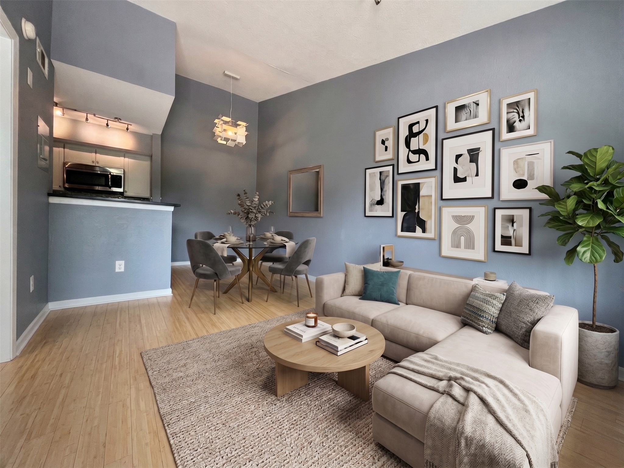 3204 Manchaca Road, Unit 302 Austin, TX 78704 - Photo 1 of 20 Virtually Staged. Gleaming hardwood floors and a lofty ceiling define this inviting open living space.