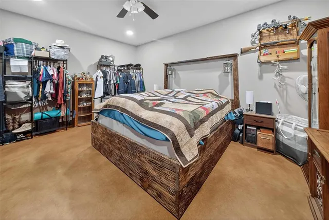 a bed room with a bed and a walk in closet