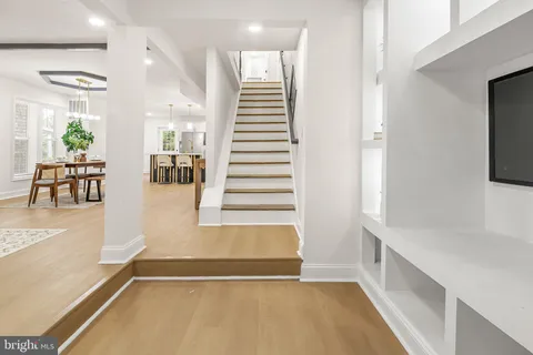 a view of a living room and entry way