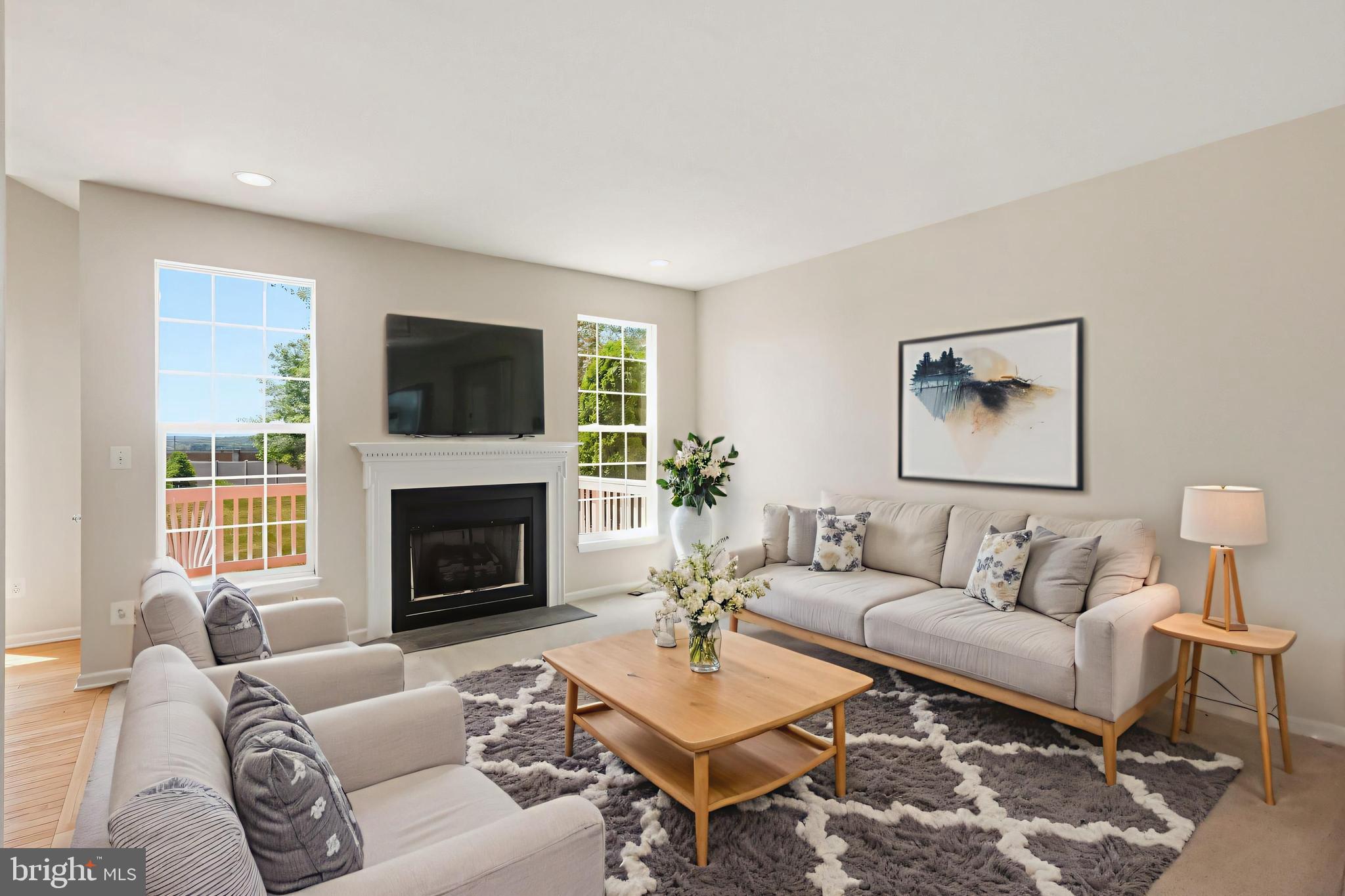 19617 Edgemont Square Ashburn, VA 20147 - Photo 12 of 65 a living room with furniture a fireplace and a flat screen tv