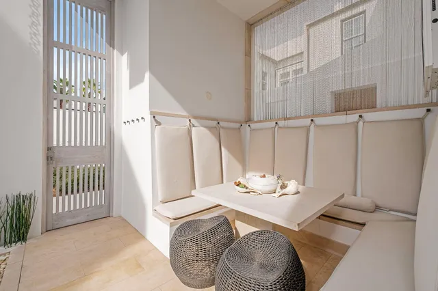 a view of a terrace with chairs